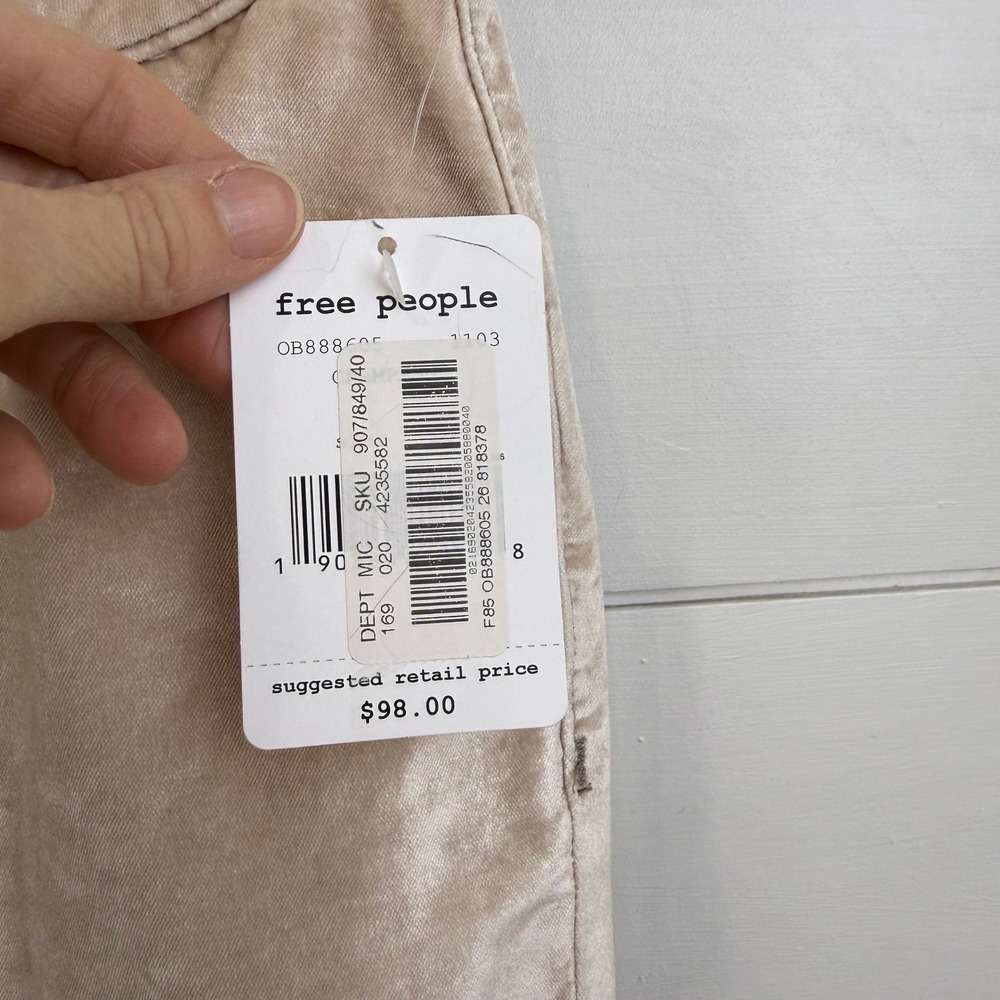NWT Free People Sweet Jane Velvet Skinny Pants Champagne 26 - Picture 3 of 10